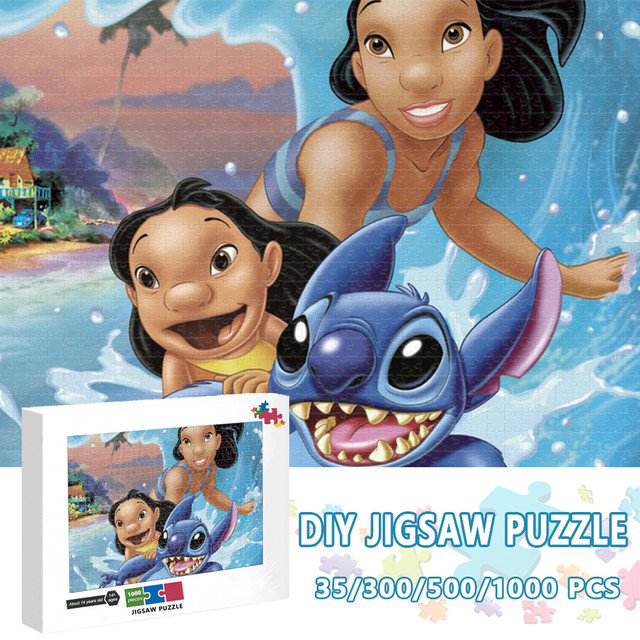 Disney Lilo & Stitch Cartoon Jigsaw Puzzle 35/300/500/1000 Pieces Wooden  Puzzles Game For Adults Children Educational Toys - Puzzles - AliExpress